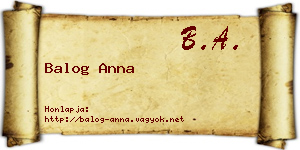 Balog Anna névjegykártya