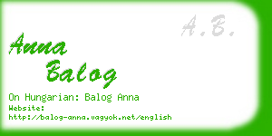 anna balog business card